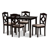 Baxton Studio Ruth Modern and Contemporary Beige Fabric Upholstered and Dark Brown Finished 5-Piece Dining Set